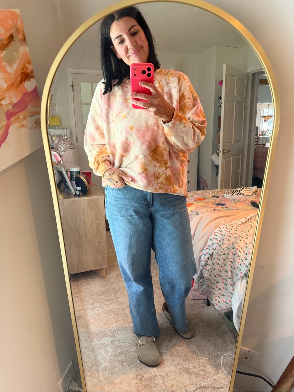 Tie-Dye Pastel Lulu Lemon Sweatshirt - Pink & Peach